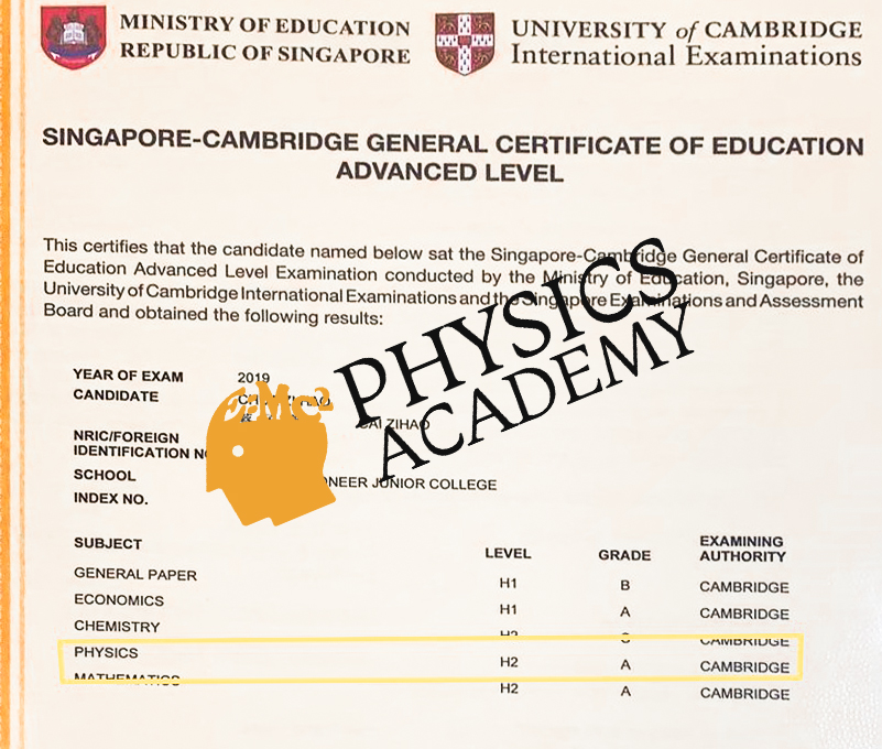 A Level Physics Tuition Singapore 2019 Results 3