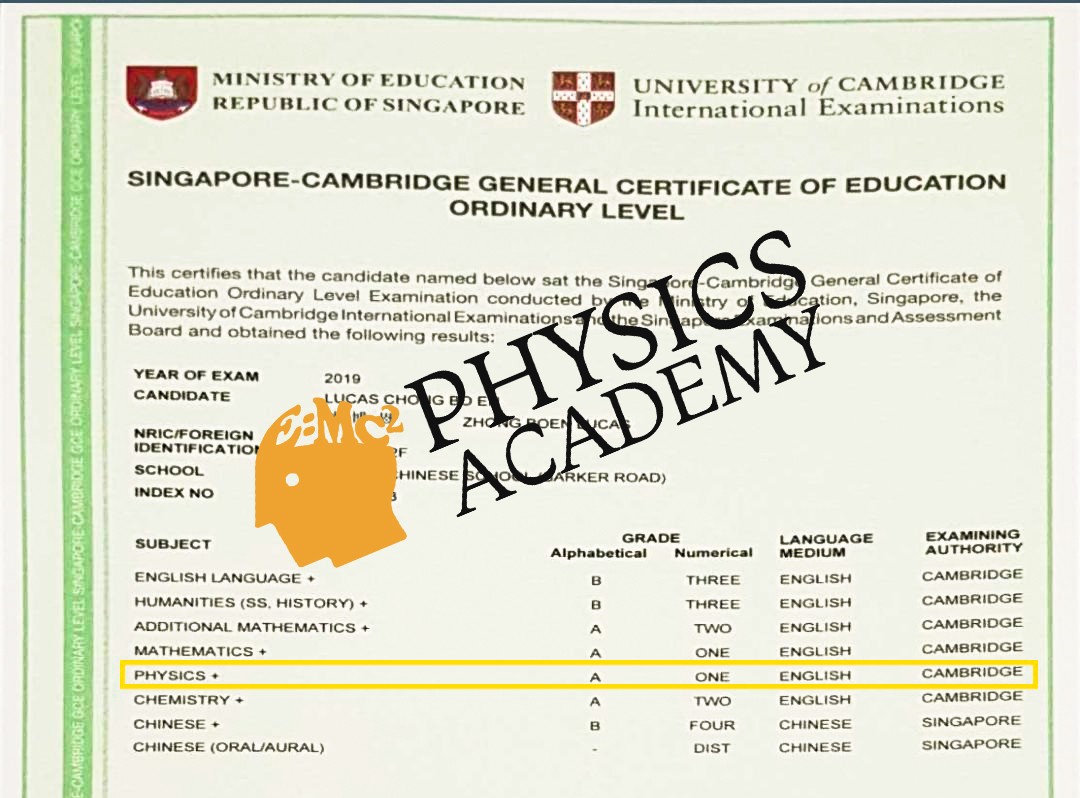 A Level Physics Tuition Singapore 2020 Results 6