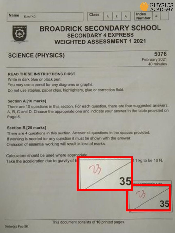 Secondary 4 Physics Tuition Results 9