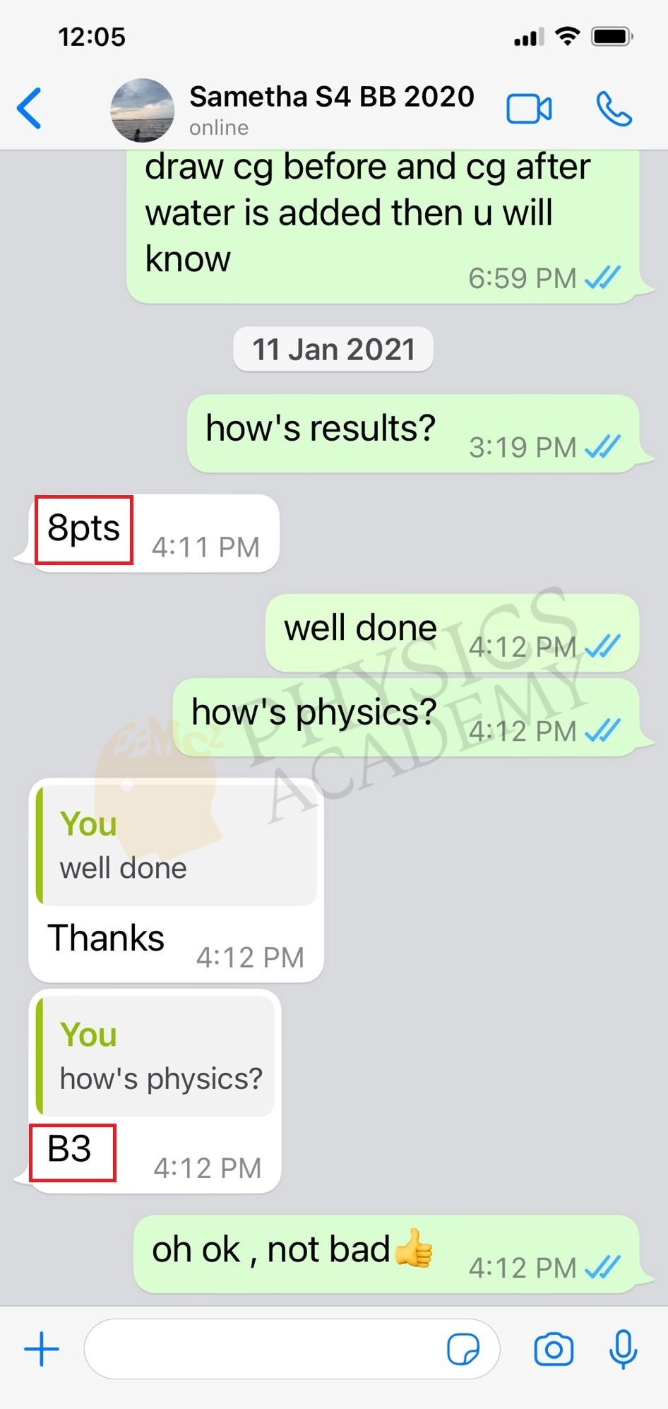 Singapore IP Physics Tuition Testimonial